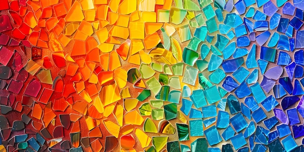 Abstract multicolore saturo sfondo d'arte luminoso sotto forma di un mosaico Ai Generato