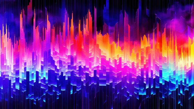 Abstract Neon Background con rumore digitale generato da AI