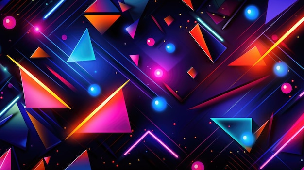 Abstract Neon Forme geometriche su uno sfondo futuristico vibrante