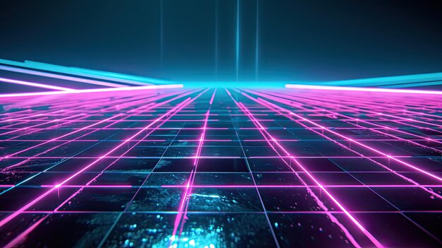 Abstract Neon Light Grid Un'esposizione vivida ed energica di linee e quadrati illuminati