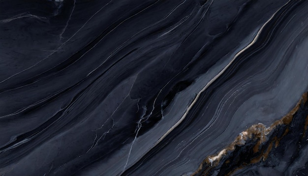 Abstract nero blu scuro e oro Marmo onde consistenza arte fluida Marmo sfondo acrilico