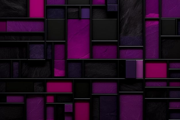 Abstract Nero e viola blocco 3d sfondo scuro Ai generato