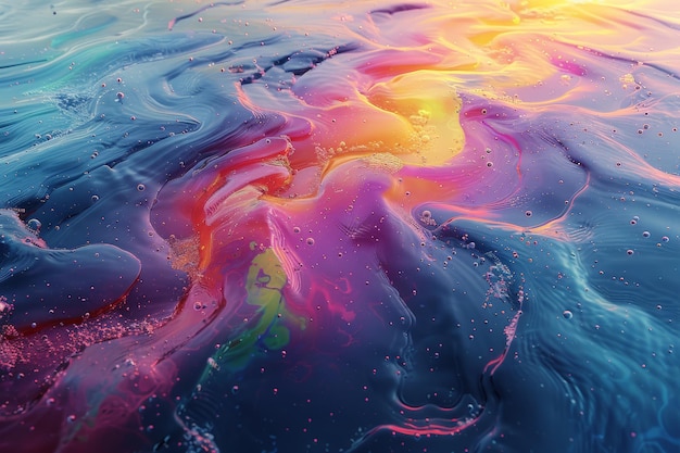 Abstract oil slick in water