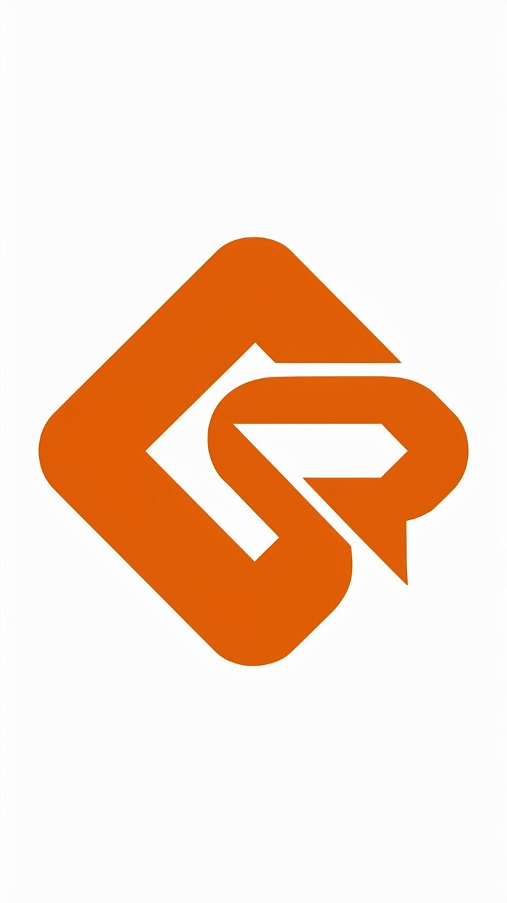 Photo abstract orange rhombus shape t icon letter logo element vector