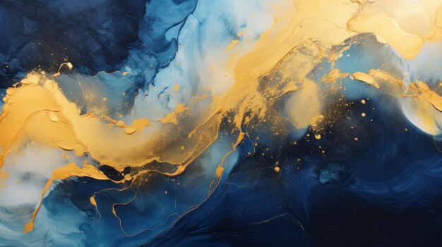 Abstract Paint Background generato da Deep Blue e Gold AI