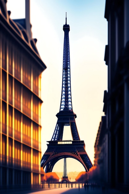 Abstract Parigi Francia architettura cittadina Torre Eiffel illustrazione concept art