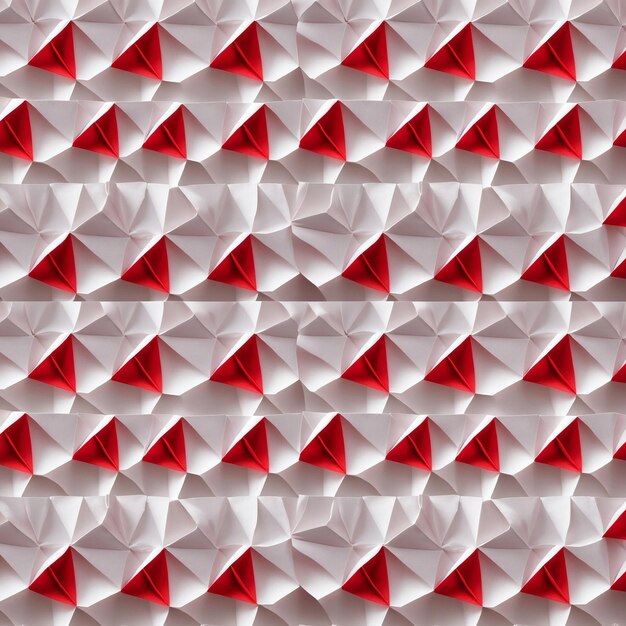 Abstract pattern di origami su carta rossa e bianca brillante senza cuciture