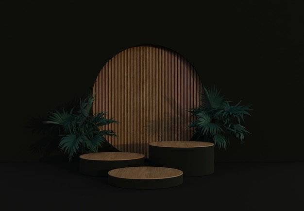 Abstract Podium sfondo scuro con Wood Effect cerchio Stage per il vostro prodotto Shocase