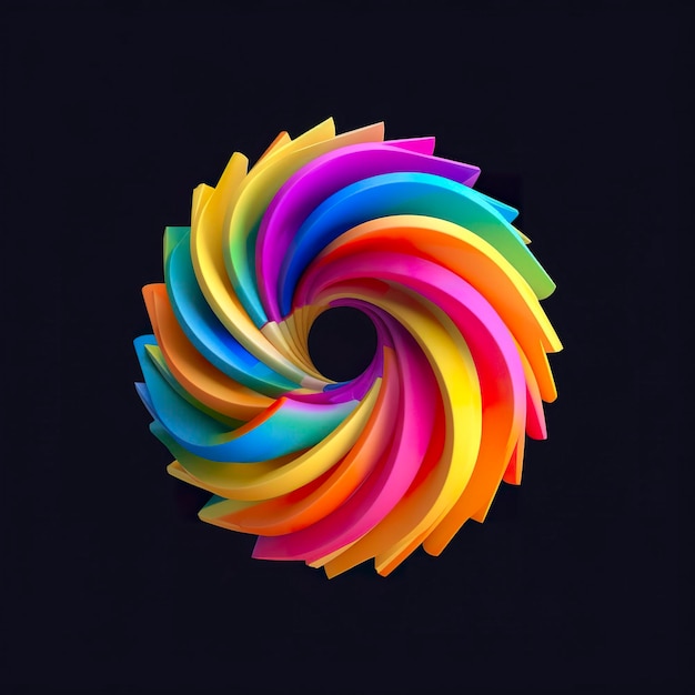 Abstract Rainbow Spiral Forme morbide e arrotondate renderizzate in Tangled Perfection AI Generative