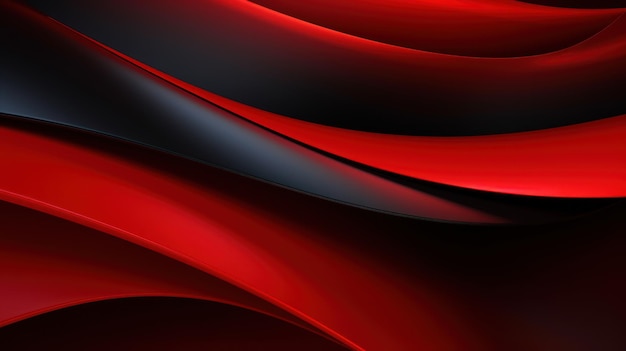 Abstract red and black wavy background 3d render illustration Generative AI