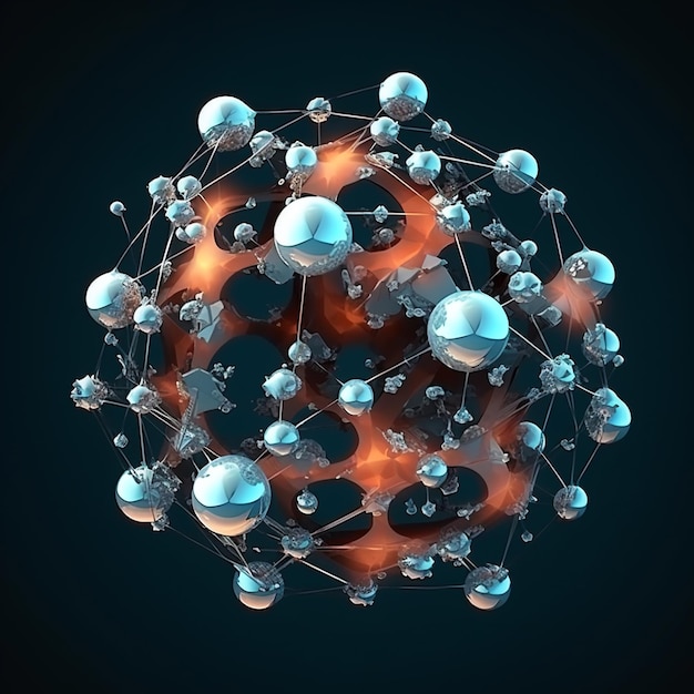 Abstract Rendering 3D della struttura molecolare Concetto futuristico per la tecnologia scientifica chimica