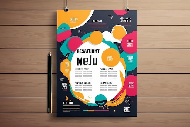 Abstract Restaurant Flyer Design Template menu del ristorante e modelli di design del flyer moderni con dimensioni colorate A4