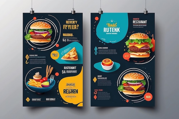 Abstract Restaurant Flyer Design Template menu del ristorante e modelli di design del flyer moderni con dimensioni colorate A4