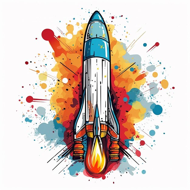 Abstract Rocket con vernici multicolori Disegno a colori