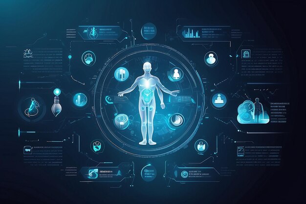 Abstract salute scienza medica icona dell'assistenza sanitaria tecnologia digitale concetto di dottore innovazione moderna