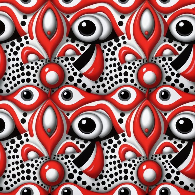 Abstract seamless rosso brillante bianco e nero modello emotivo psichedelico