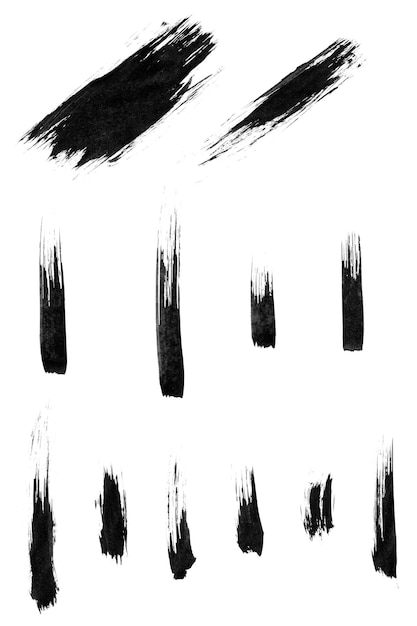 Abstract set di tratti di pennello nero trasparente png