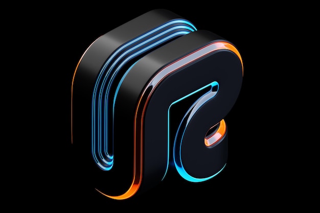 Abstract shape against black background 3D illustration Smooth shape 3d rendering