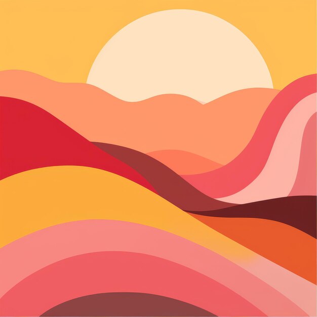 Abstract Sunset Landscape Graphic con colori semplificati