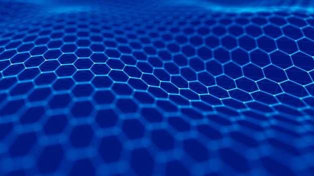Abstract technology background Big data visualization Futuristic hexagon background Artificial intelligence 3D rendering