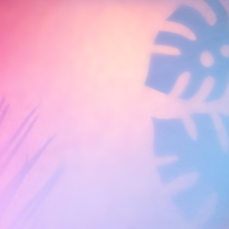Photo abstract tropical background in pastel colors blue leaf shadow in pink backlight