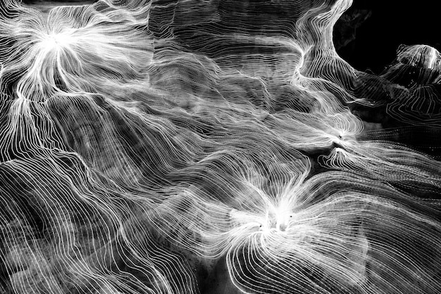 abstract wave of digital weave lines connecting network dots and dark background modern 3d mesh pattern design geometric showing futuristic computer science technology concepts