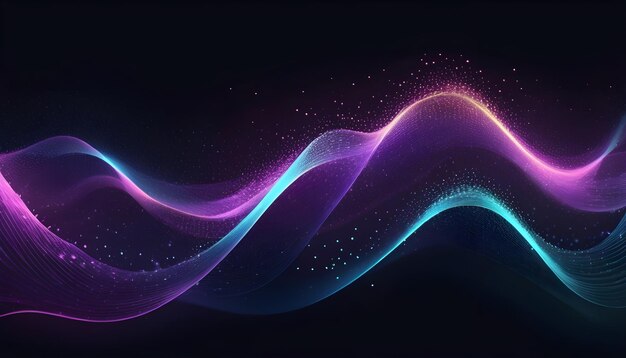 Abstract Waving Particle Technology Background Design Abstract wave moving dots flow particles