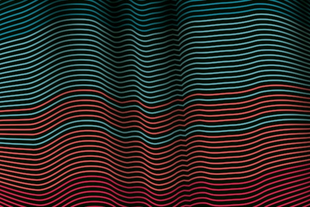 abstract wavy lines in blue red and black on a dark background