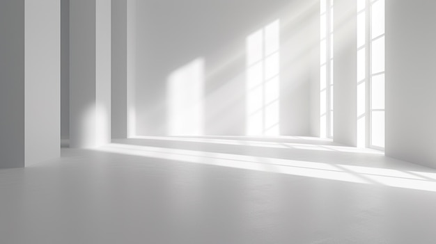 Abstract white background with white light and grey shadow empty light interior with copy space for creative studio backdrop project