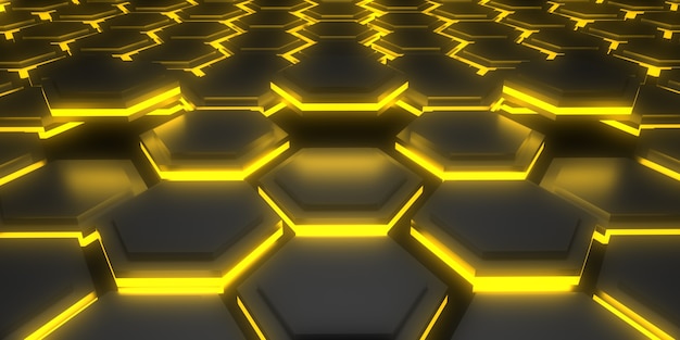 abstract with neon lights.pattern hexagon. illustration