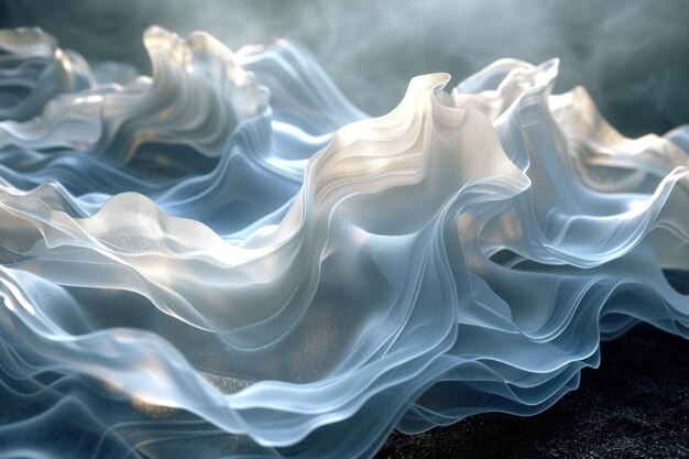Abstrazione 3D eterea che svela una danza ipnotizzante di forme traslucide
