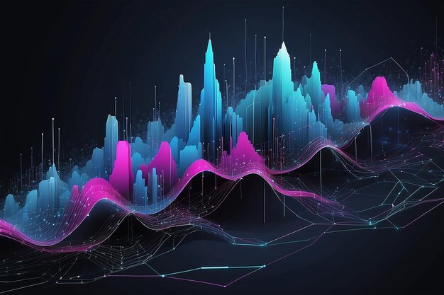 Abstrazione vettoriale visualizzazione di big data 3D infografica futuristica design estetico