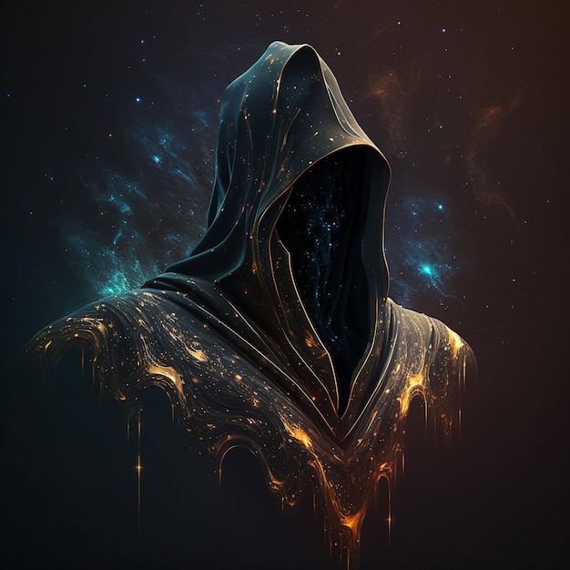 Abyssal Cosmic Hood in Dark Void Generative ai