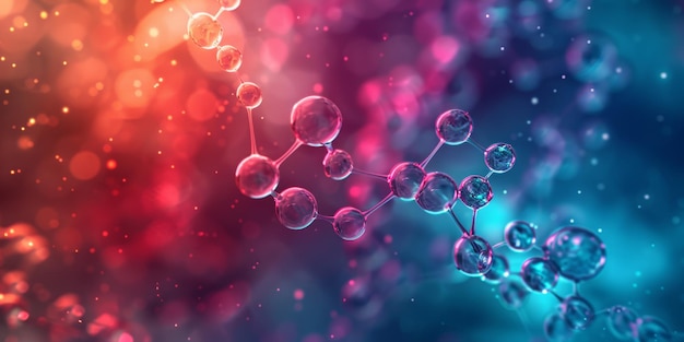 Academic analysis of a vibrant colorful abstract background featuring a molecular structure