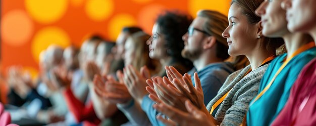 Accanto alle mani che applaudono ad un evento