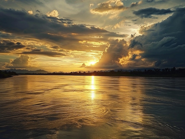 Accattivante fiume illuminato dal sole