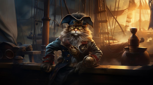 Accattivante gatto pirata