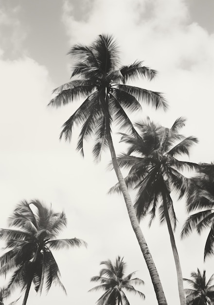 Accattivante immagine di palme in bianco e nero