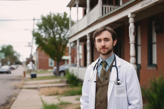 Accattivante ritratto di un medico di SmallTown dedicato