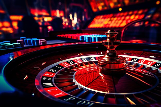 Accattivante roulette da casinò Un'istantanea di alto contrasto in 32 aspetti