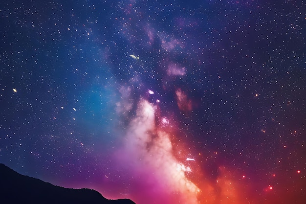 Accattivante sfondo del cielo notturno che mostra il vivido bagliore e gli intricati motivi della Via Lattea
