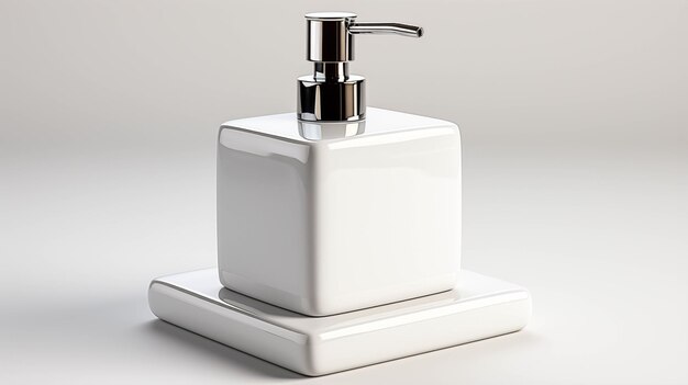 Accessori per il bagno con dispenser di sapone per doccia su bianco