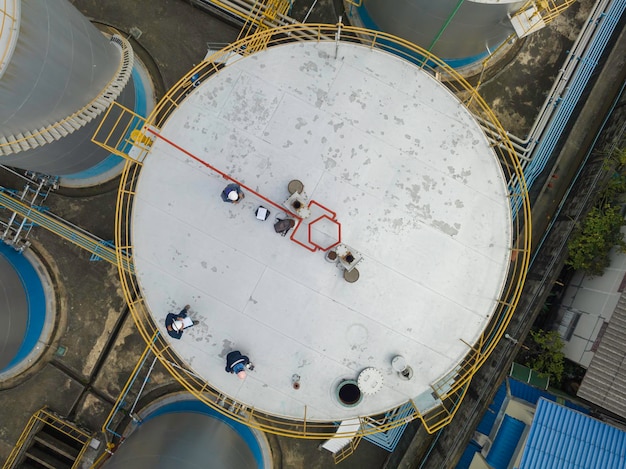 Acciaio al carbonio bianco di stoccaggio del serbatoio dell'industria chimica vista dall'alto