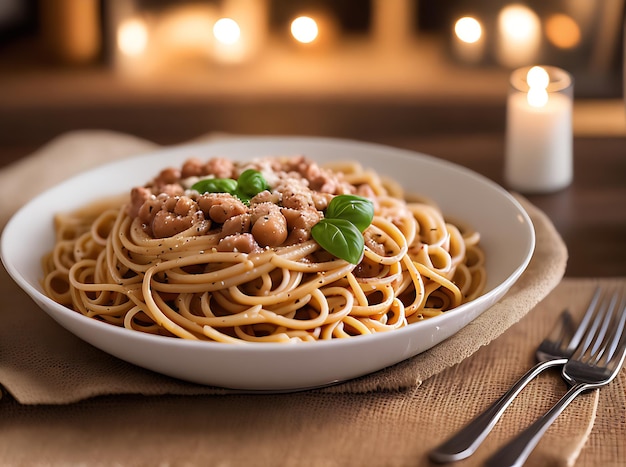 Accogliente ristorante di pasta con decorazioni dettagliate