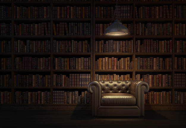 Accogliente sala lettura nella biblioteca delle tenebre
