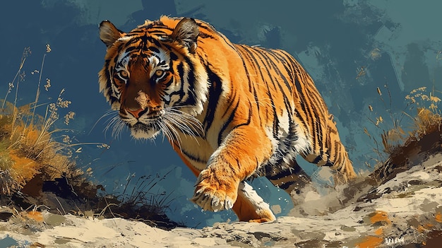 Accoglienza della tigre Illustrazione di un corridore in avanti