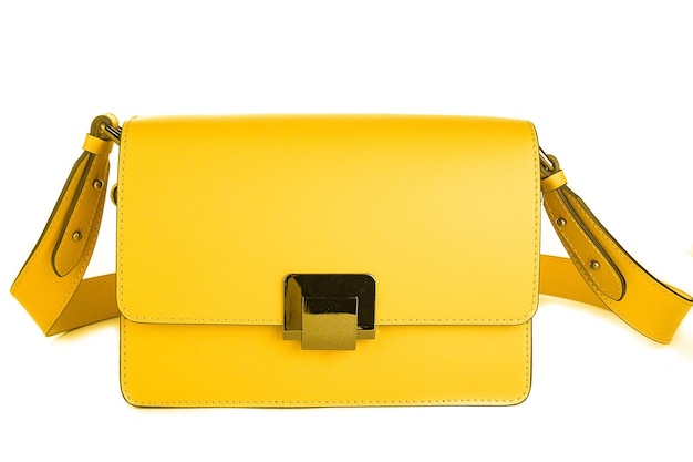 Accoppiatura della borsa isolata su pelle bianca di moda