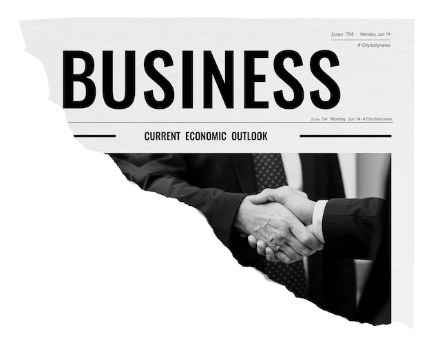 Accordo d'affari png stretta di mano giornale strappato sfondo trasparente