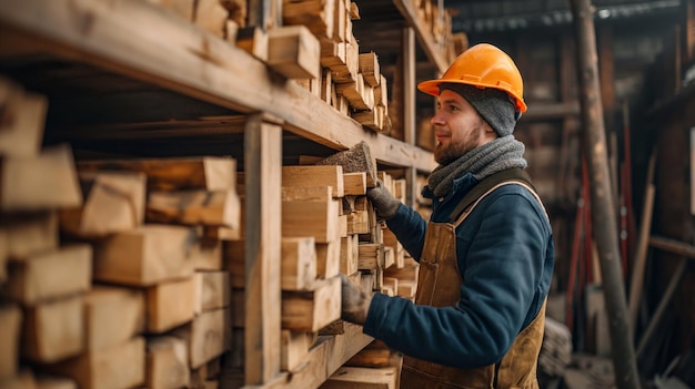 Accumulo individuale di tavole di legno appena tagliate in un capanno di stoccaggio Produzione di tavole in segheria a partire dall'essiccazione del legno