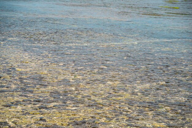 Acqua blu cristallina del mare tropicale scintillante al sole stock photo